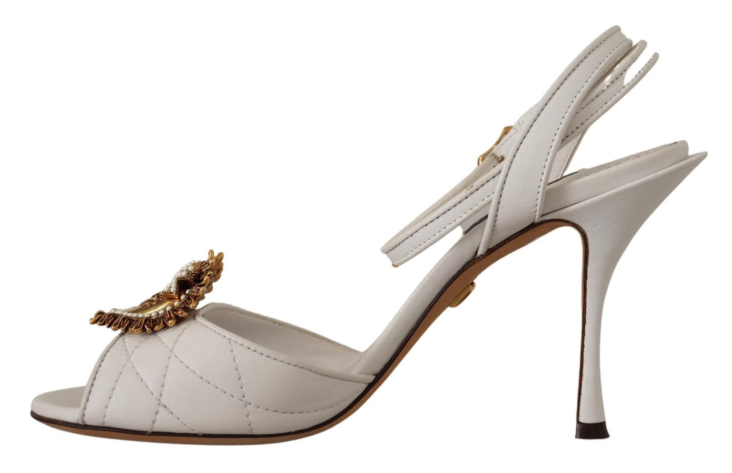 Dolce & Gabbana Devotion White & Gold Heeled Sandals