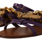 Dolce & Gabbana Purple Heart Chain Gladiator Flats