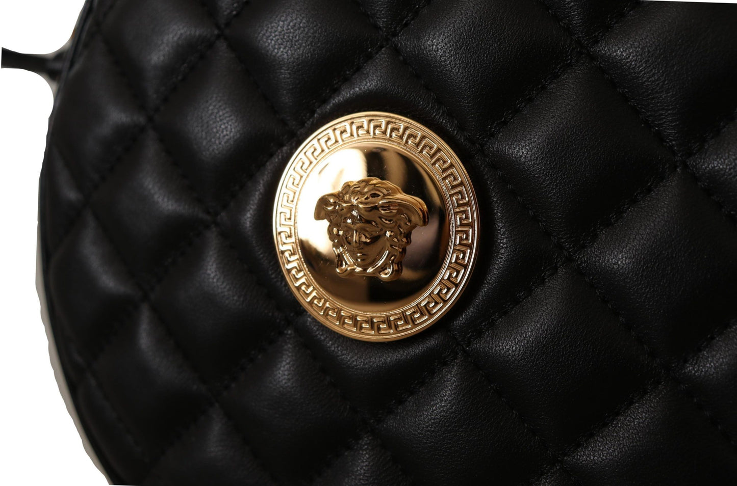 Versace Elegant Round Nappa Leather Shoulder Bag