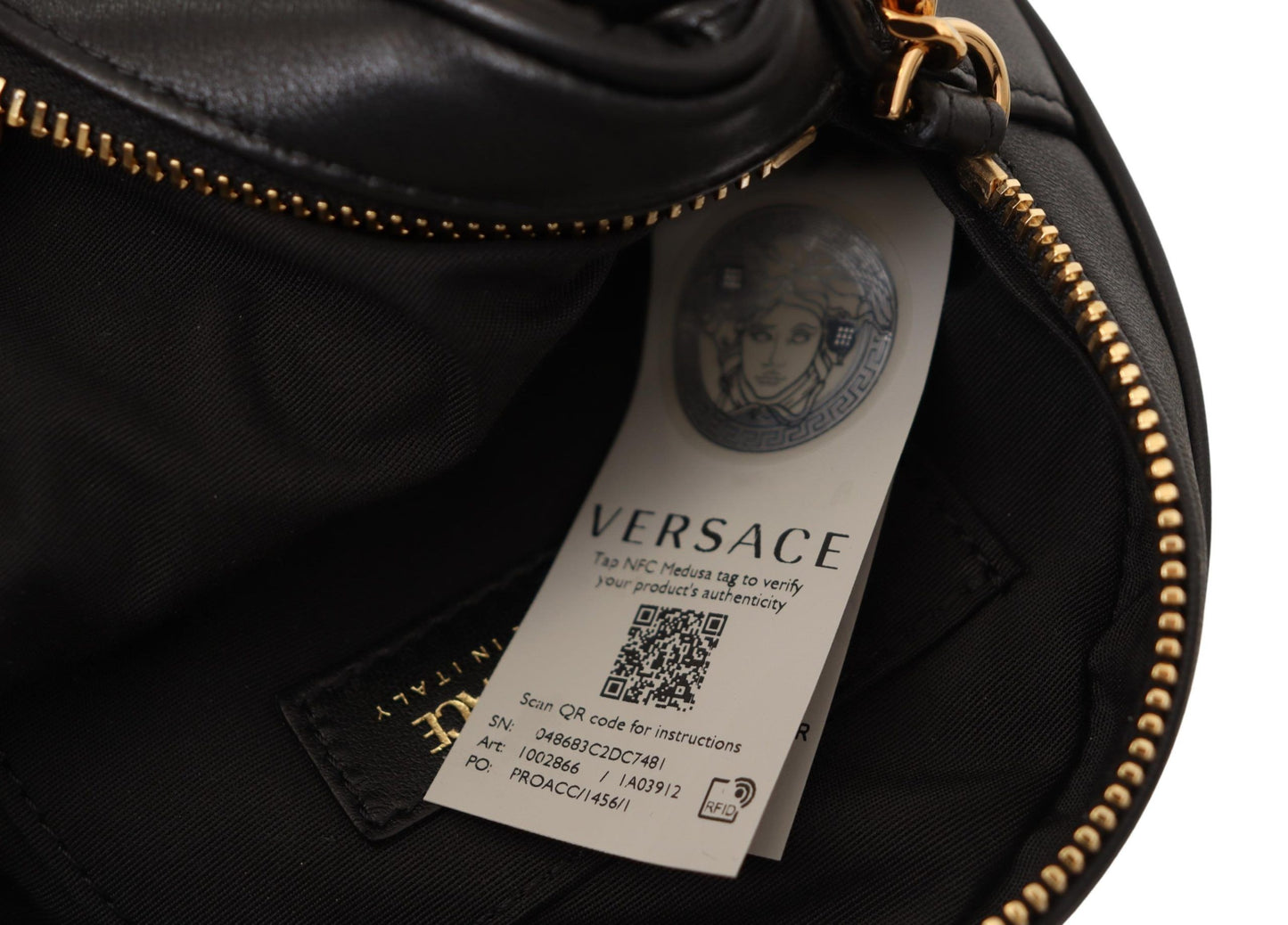 Versace Elegant Round Nappa Leather Shoulder Bag