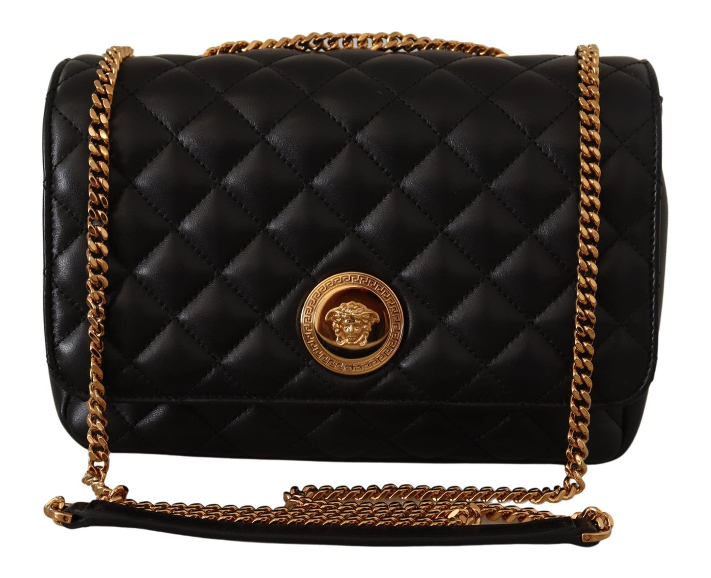 Versace Elegant Black Nappa Leather Shoulder Bag