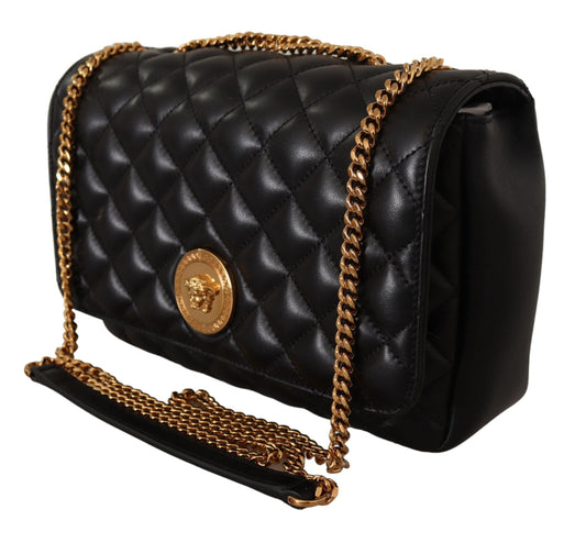 Versace Elegant Black Nappa Leather Shoulder Bag