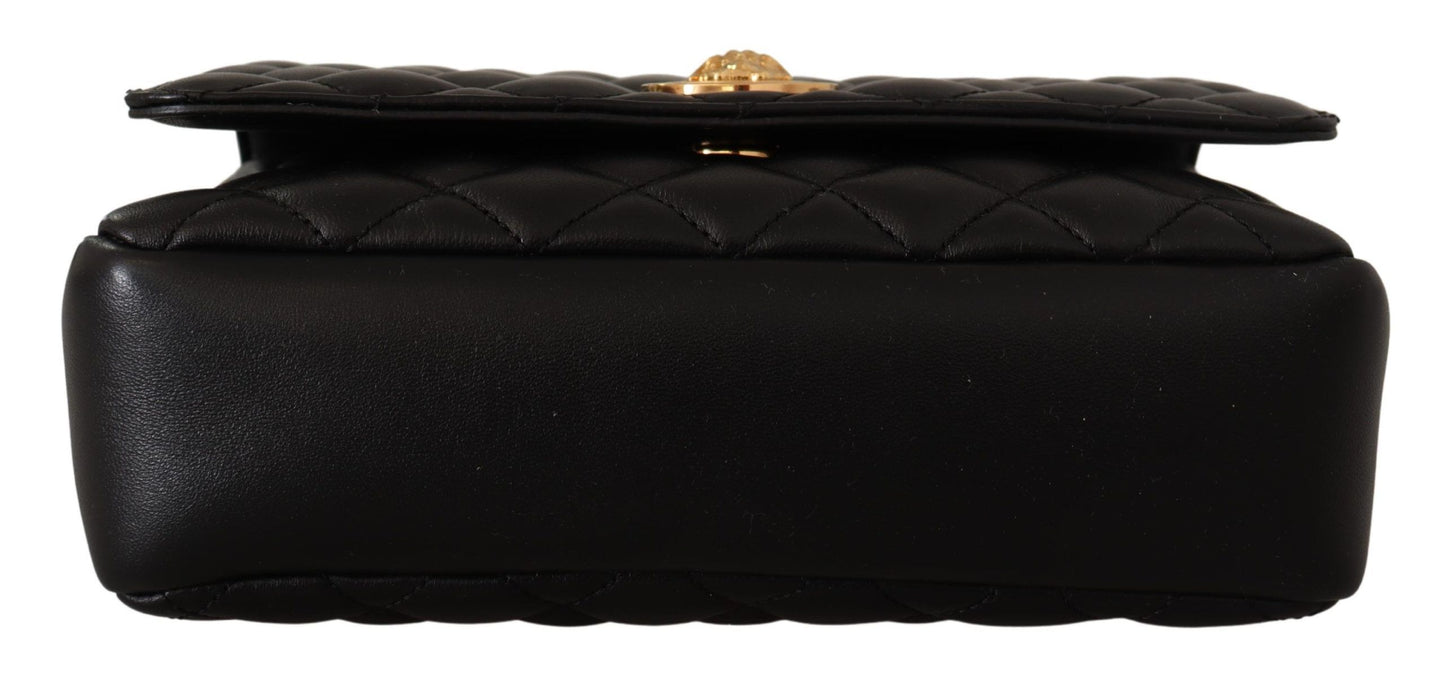 Versace Elegant Black Nappa Leather Shoulder Bag