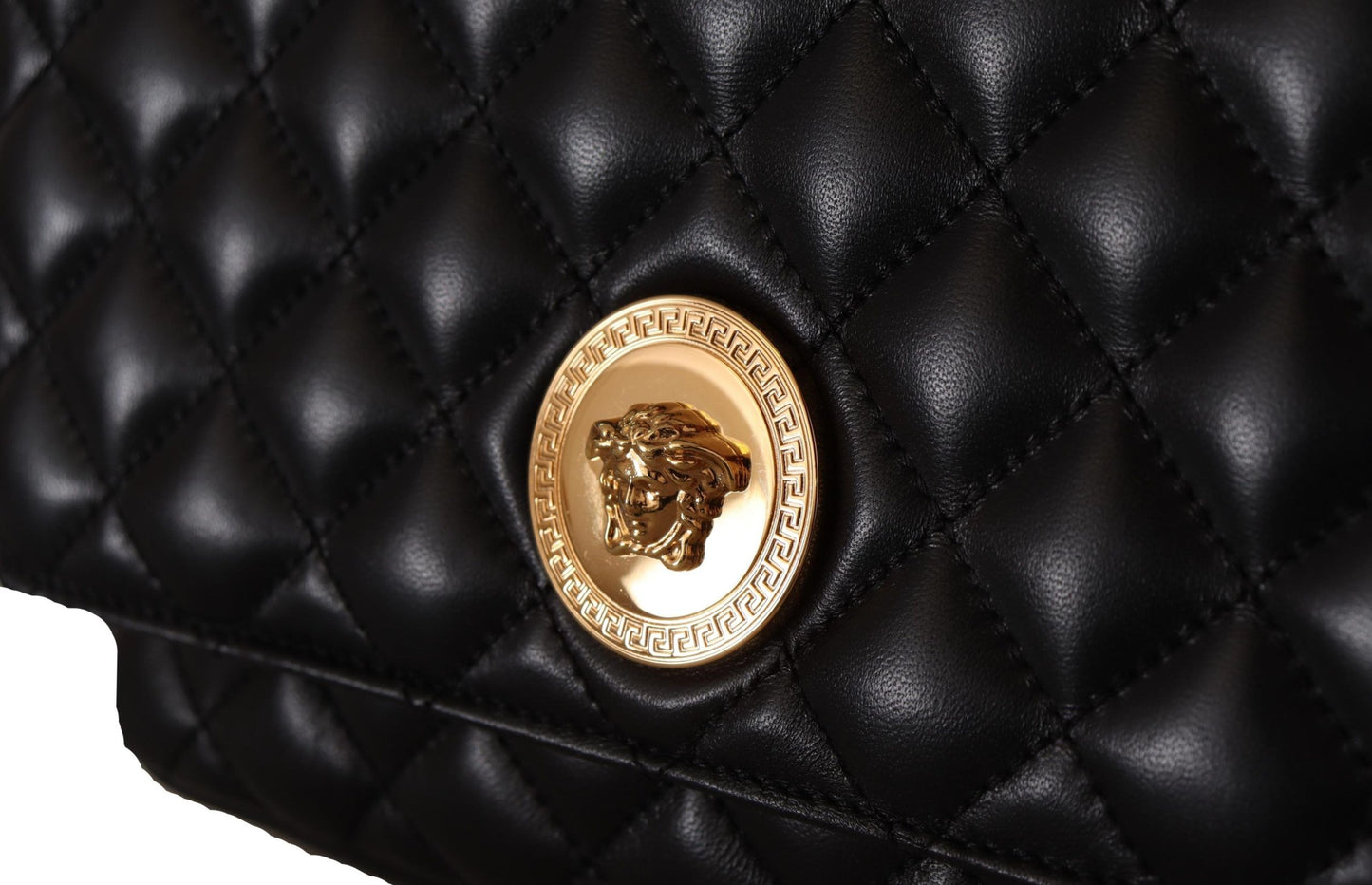 Versace Elegant Black Nappa Leather Shoulder Bag