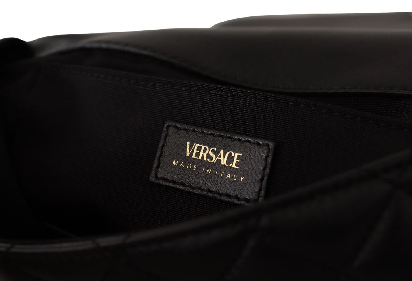 Versace Elegant Black Nappa Leather Shoulder Bag