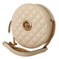 Versace Elegant White Nappa Leather Round Shoulder Bag