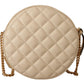 Versace Elegant White Nappa Leather Round Shoulder Bag