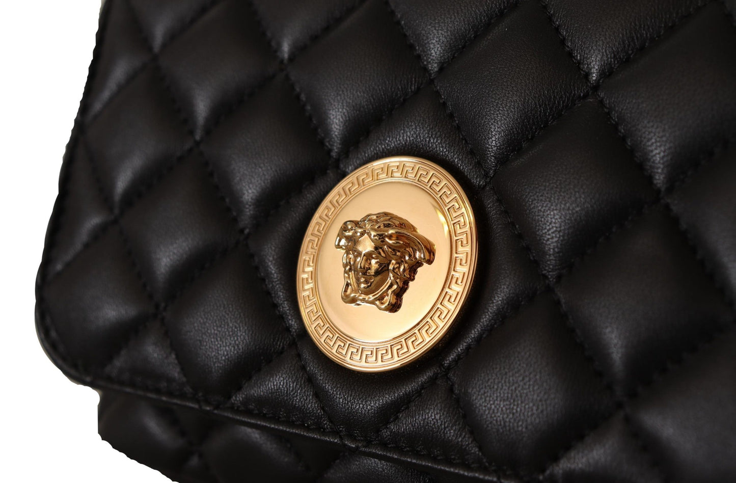 Versace Elegant Quilted Nappa Leather Shoulder Bag