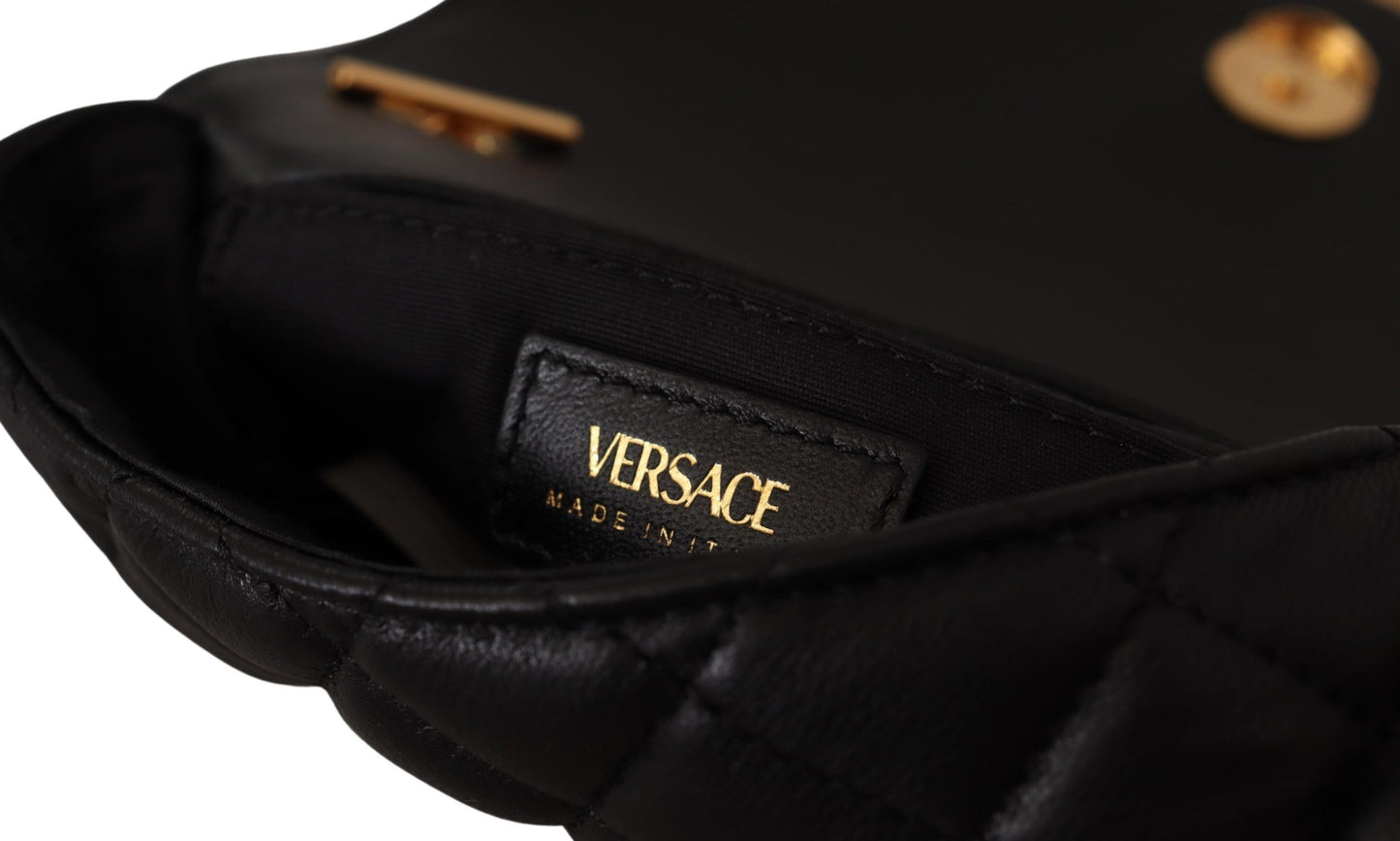 Versace Elegant Quilted Nappa Leather Shoulder Bag