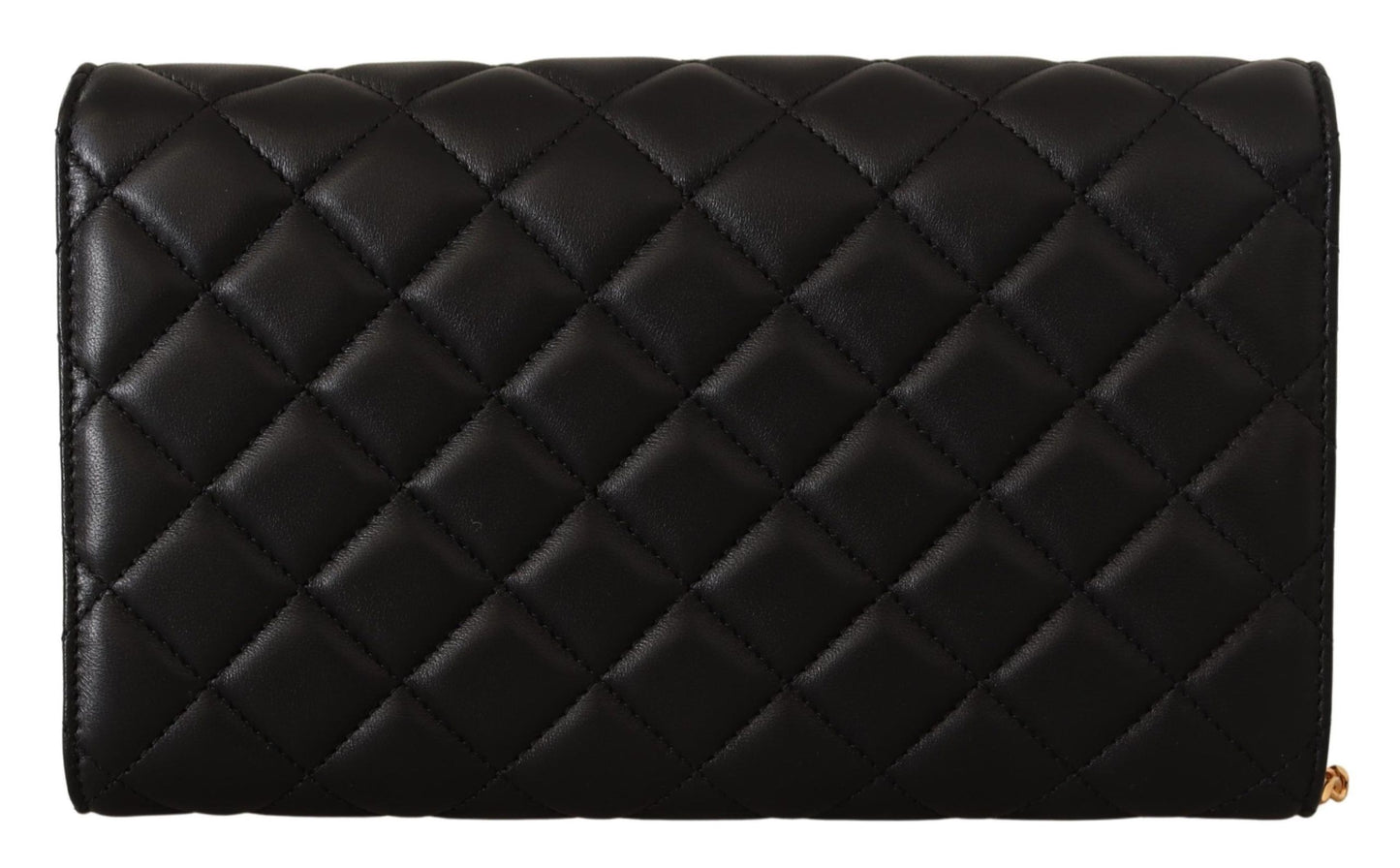 Versace Elegant Black Nappa Leather Evening Bag