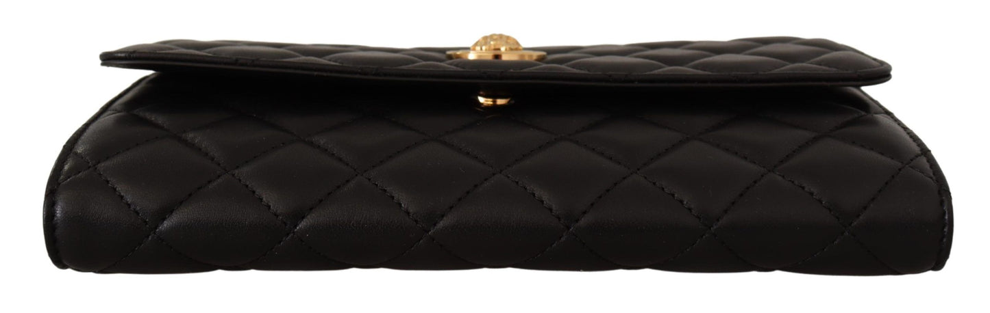 Versace Elegant Black Nappa Leather Evening Bag