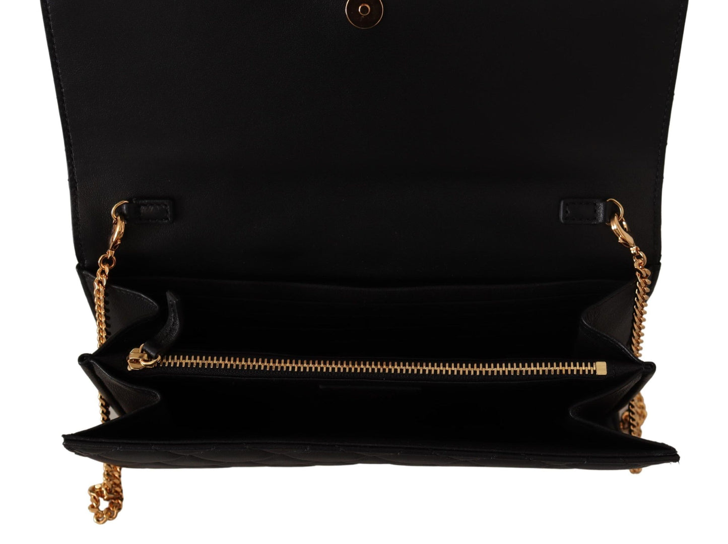 Versace Elegant Black Nappa Leather Evening Bag