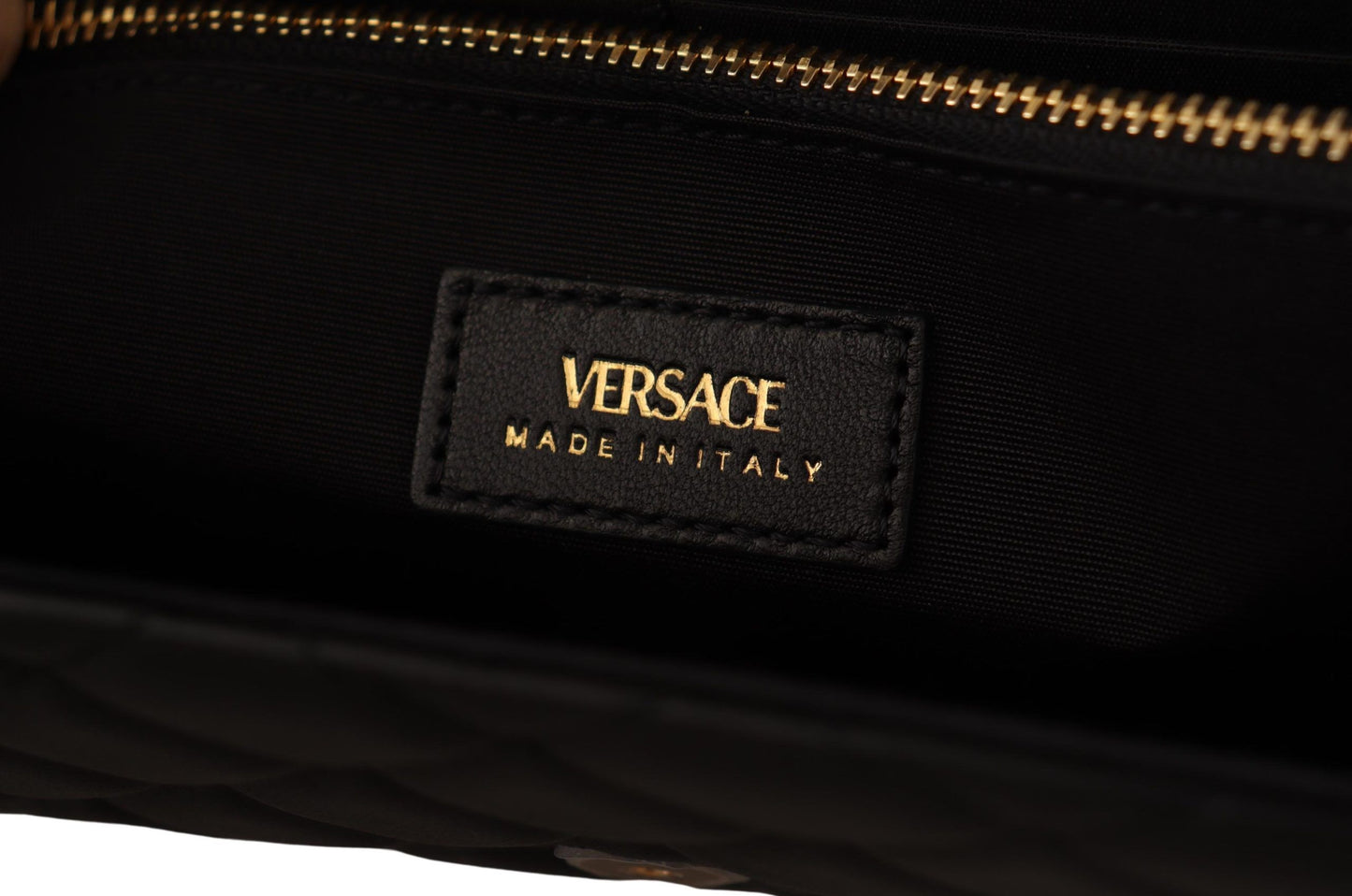 Versace Elegant Black Nappa Leather Evening Bag