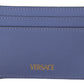 Versace Elegant Light Blue Calf Leather Card Holder