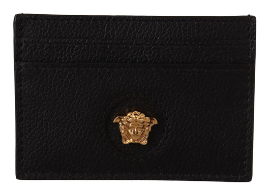 Versace Elegant Black Leather Card Holder