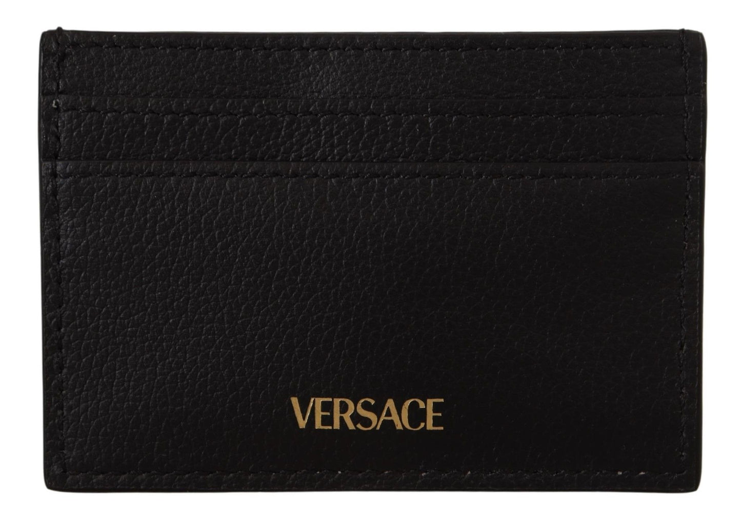 Versace Elegant Black Leather Card Holder