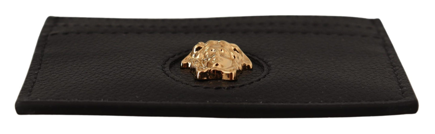 Versace Elegant Black Leather Card Holder