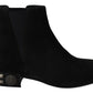 Dolce & Gabbana Elegant Suede Mid-Calf Boots with Studded Heels