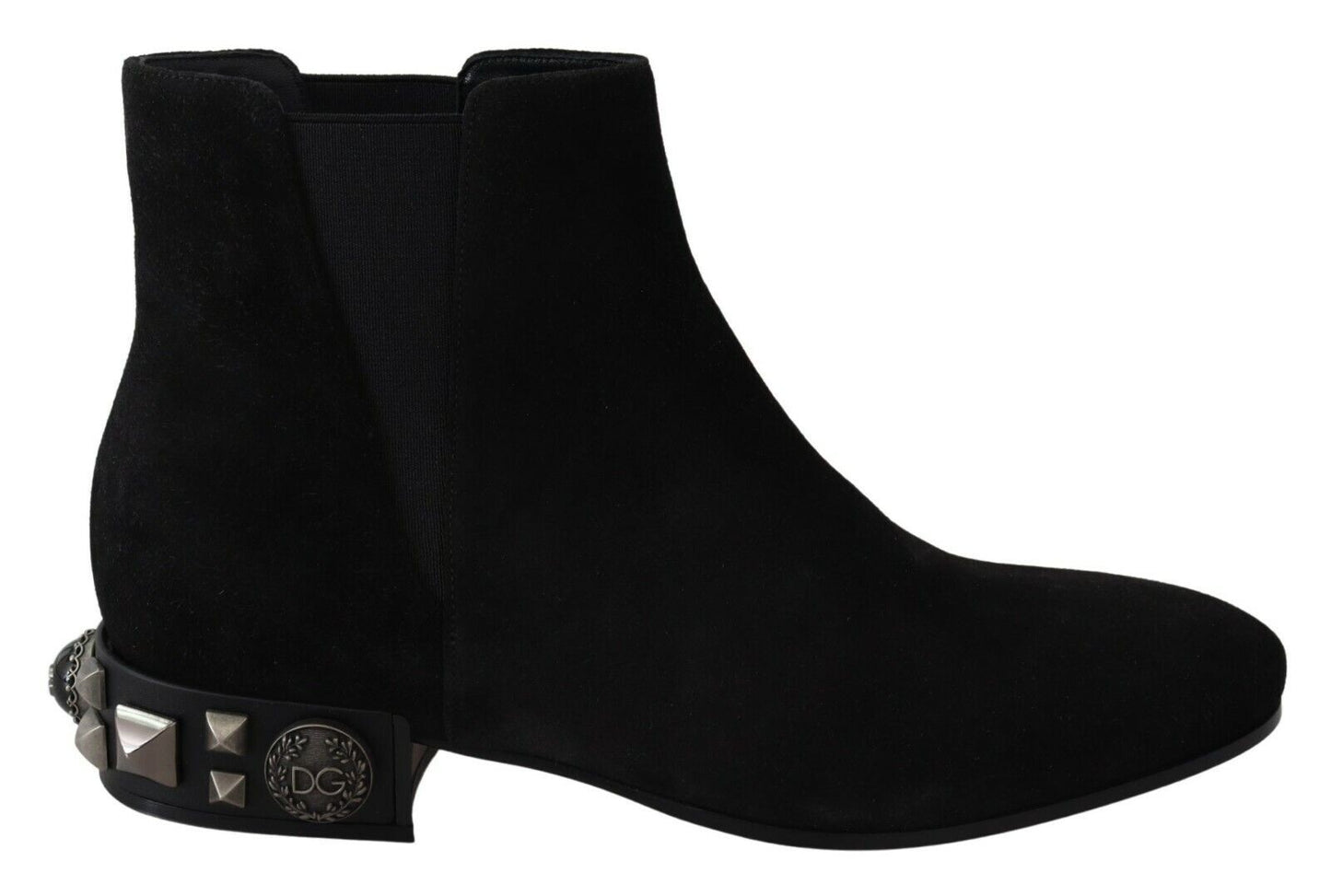 Dolce & Gabbana Elegant Suede Mid-Calf Boots with Studded Heels