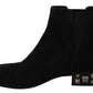 Dolce & Gabbana Elegant Suede Mid-Calf Boots with Studded Heels