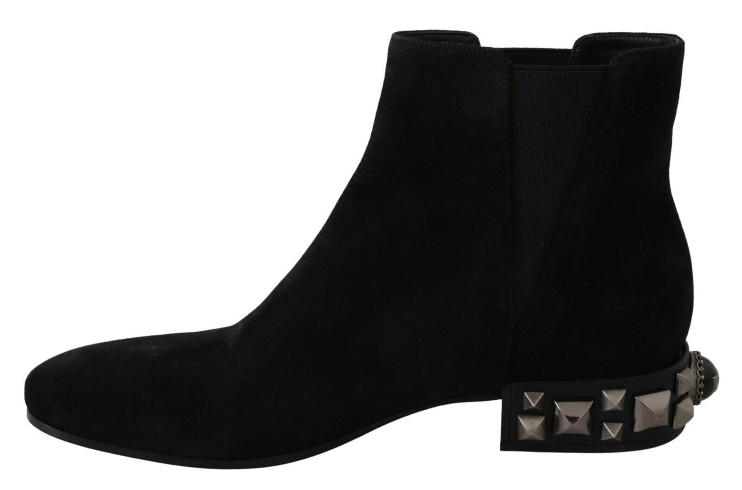 Dolce & Gabbana Elegant Suede Mid-Calf Boots with Studded Heels