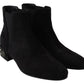 Dolce & Gabbana Elegant Suede Mid-Calf Boots with Studded Heels