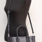 Michael Kors Kali Medium Black Signature PVC Satchel handbag Purse Ipad Case