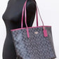 COACH Graphite Black Cherry Coated Canvas City Tote Shoulder Bag Purse