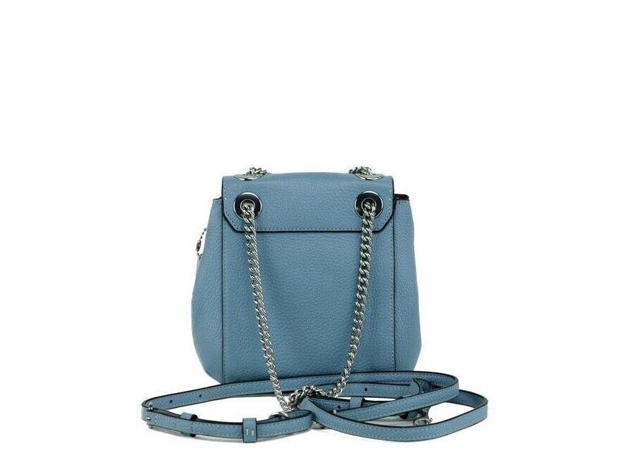 COACH Mini Cornflower Blue Pebble Leather Convertible Chain Backpack Bag