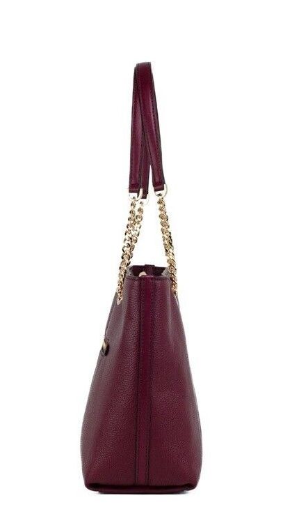 Michael Kors Jet Set Medium Mulberry Leather Front Zip Chain Tote Bag Handbag