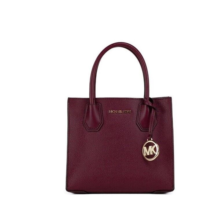 Michael Kors Mercer Medium Mulberry Leather Messenger Crossbody Handbag Purse