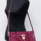 Michael Kors Hamilton Mulberry Grained Leather Satchel Crossbody Handbag Purse