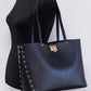 Michael Kors Manhattan Large Black Smooth Leather Studded Shoulder Tote Handbag