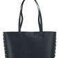 Michael Kors Manhattan Large Black Smooth Leather Studded Shoulder Tote Handbag