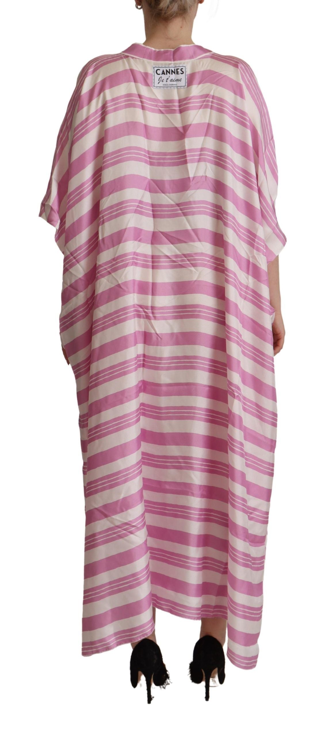 Dolce & Gabbana Silken Striped Kaftan Tunic Dress - Exclusive Design