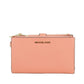 Michael Kors Jet Set Travel Signature Leather Large Double Zip Wristlet Wallet Sherbert