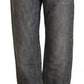 Acht Chic Gray Straight Cut Ramie-Cotton Jeans