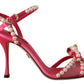 Dolce & Gabbana Elegant Pink Pearl Embellished Heels Sandals