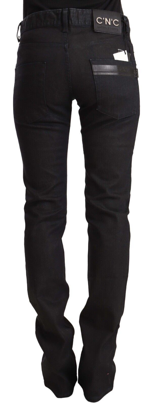 Costume National Sleek Mid-Waist Slim-Fit Black Jeans