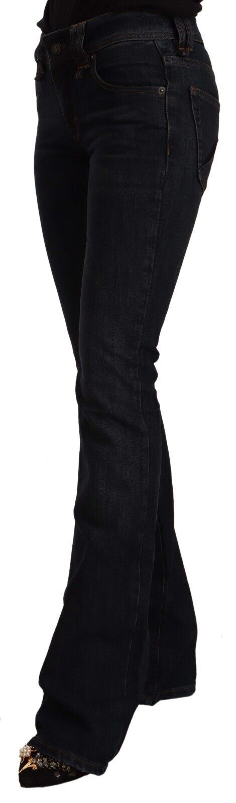 John Galliano Chic Dark Blue Boot Cut Designer Jeans