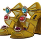 Dolce & Gabbana Stunning Crystal-Embellished Yellow Leather Sandals