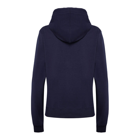 Scervino Street Elegant Blue Hooded Cotton Sweatshirt with Strass Logo