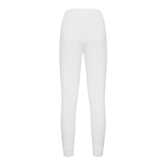 Scervino Street Elegant White Stretch Trousers with Strass Logo