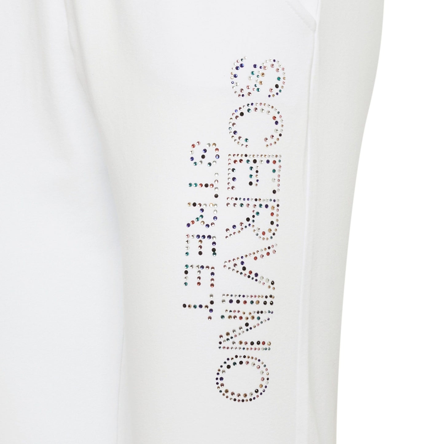 Scervino Street Elegant White Stretch Trousers with Strass Logo