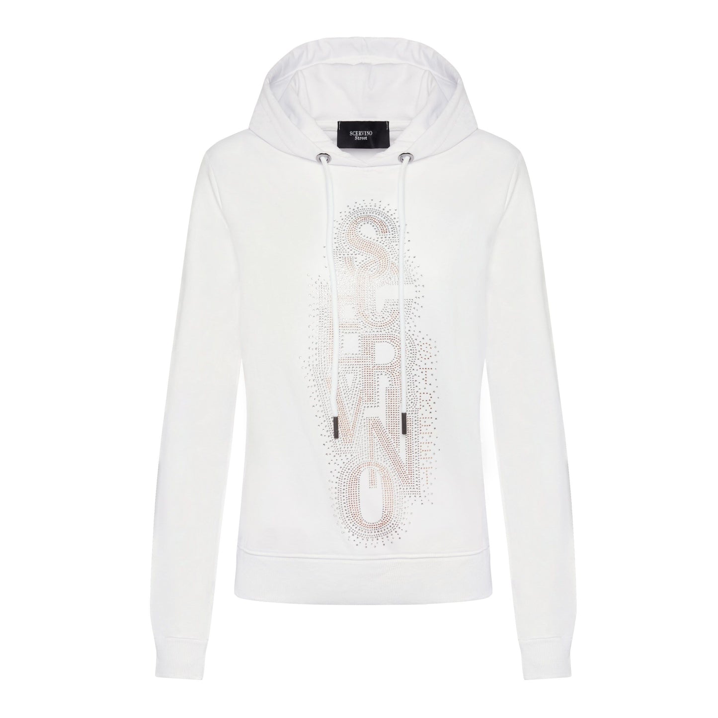 Scervino Street White Cotton Women Sweater with Hood