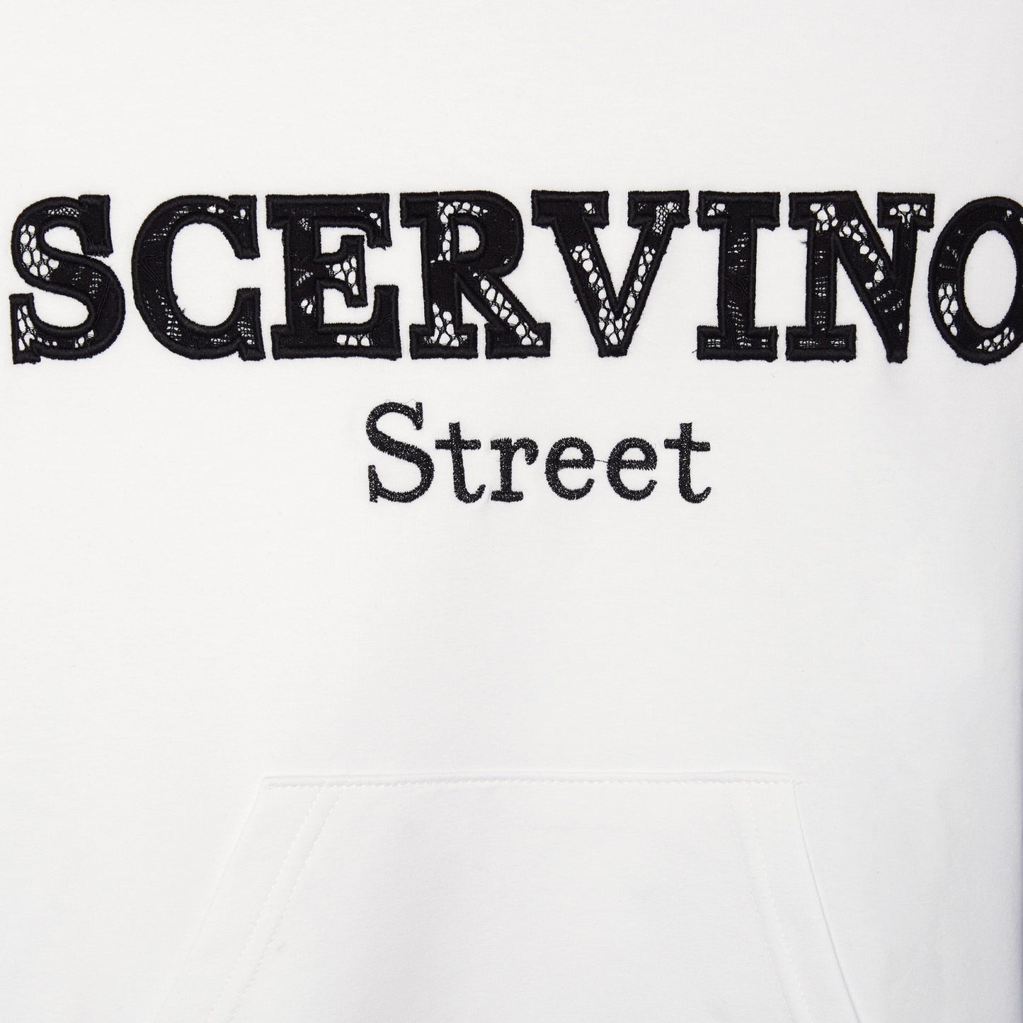 Scervino Street Elegant White Hooded Sweatshirt - Embossed Logo