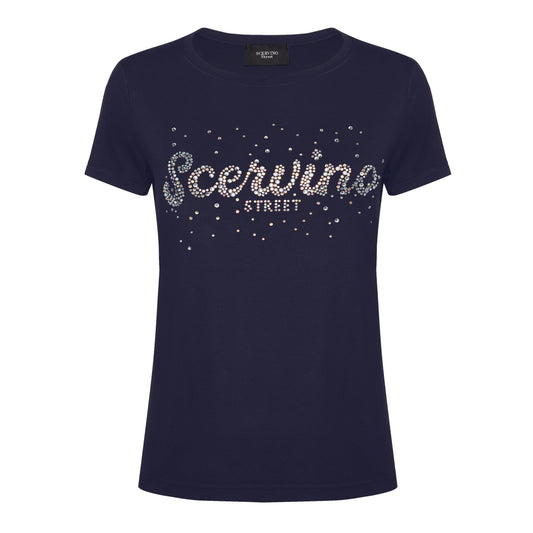 Scervino Street Blue Cotton Women T-Shirt