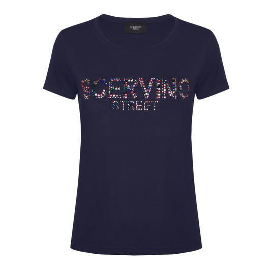 Scervino Street Blue Cotton Women T-Shirt