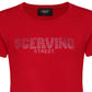 Scervino Street Red Cotton T-Shirt with Glitzy Logo Detail