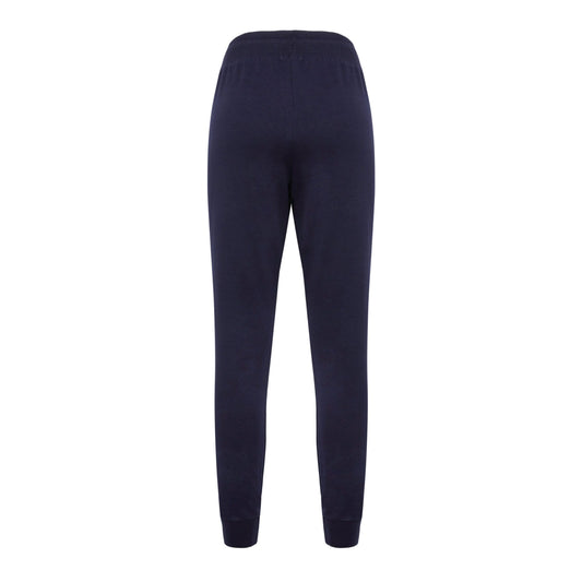 Scervino Street Elegant Blue Stretch Trousers with Strass Logo